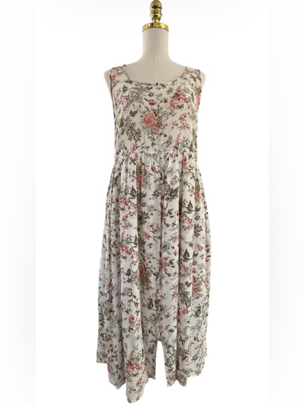 Frye Button-Front Midi Dress Extra Large XL  Sleeveless  Floral print  SKU 25
